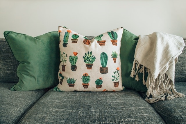 white and green designer cushions